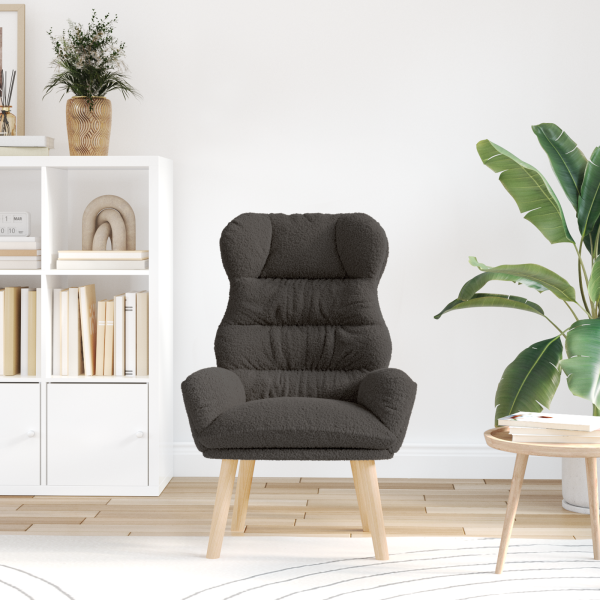 Sillón de relax de tela efecto de lana rizada gris oscuro M 3