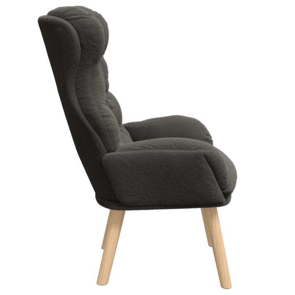 Sillón de relax de tela efecto de lana rizada gris oscuro M 5