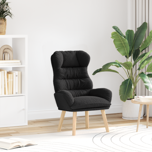 Sillón de relax de tela efecto de lana rizada negro D