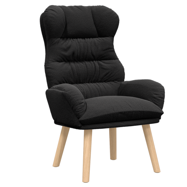 Sillón de relax de tela efecto de lana rizada negro M 2