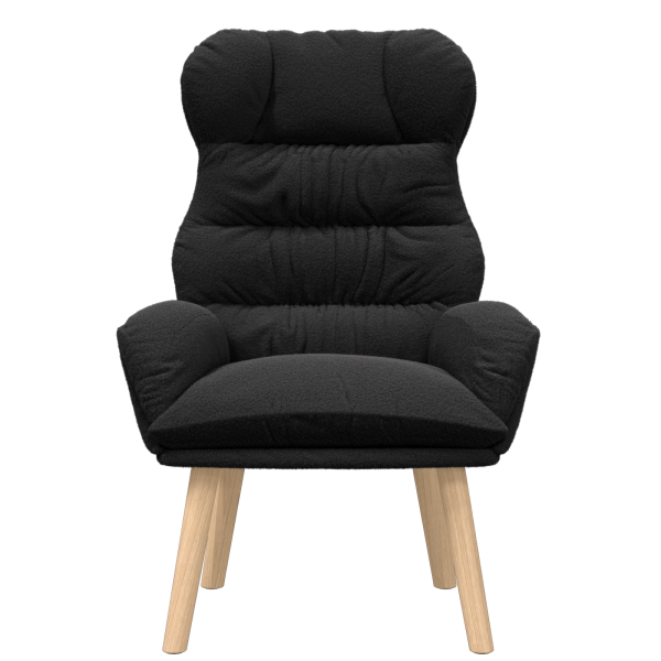 Sillón de relax de tela efecto de lana rizada negro M 4