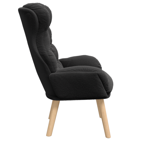 Sillón de relax de tela efecto de lana rizada negro M 5