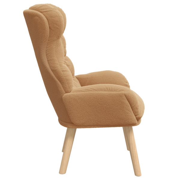 Sillón de relax de tela efecto de lana rizada beige M 5