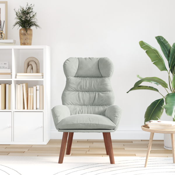 Sillón Relaxante de Terciopelo Gris Claro M 3