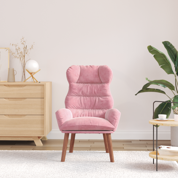 Sillón Relajante de Terciopelo Rosa M 3