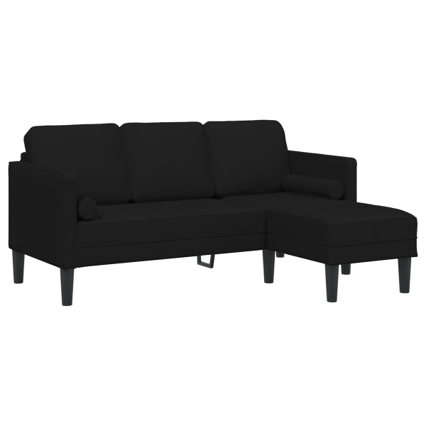 Sofá en forma de L de 3 plazas tela negro 160 cm M 2