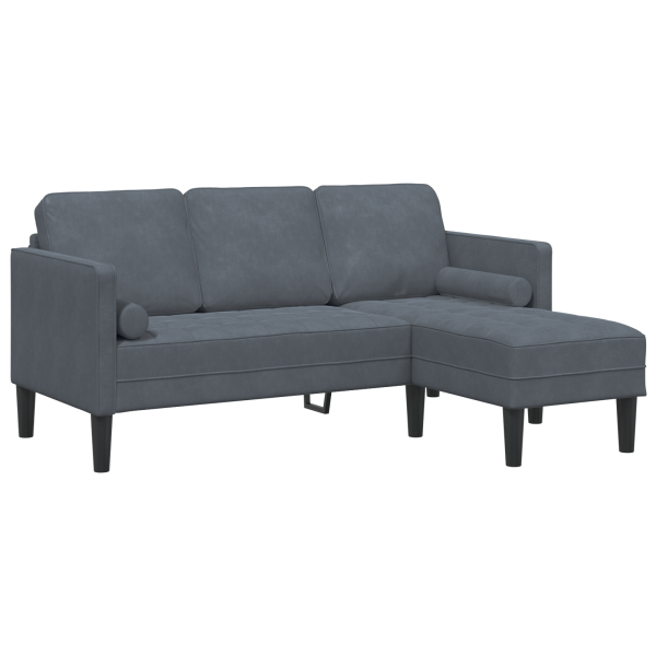 Sofá de 3 Lugares com Chaise L em Forma de L Cinza Escuro 160 cm de Veludo M 2
