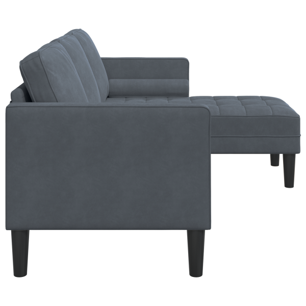 Sofá de 3 plazas con chaise L gris oscuro de 160 cm terciopelo M 5