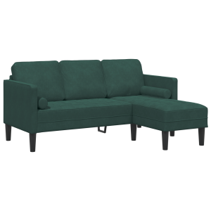 Sofá de 3 lugares com chaise L verde escuro 160 cm de veludo H