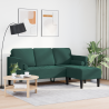 Sofá de 3 lugares com chaise L verde escuro 160 cm de veludo 3