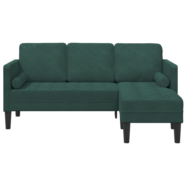 Sofá de 3 plazas con chaise L de terciopelo verde oscuro de 160 cm M 4