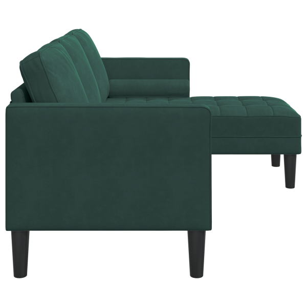 Sofá de 3 lugares com chaise L verde escuro 160 cm de veludo M 5
