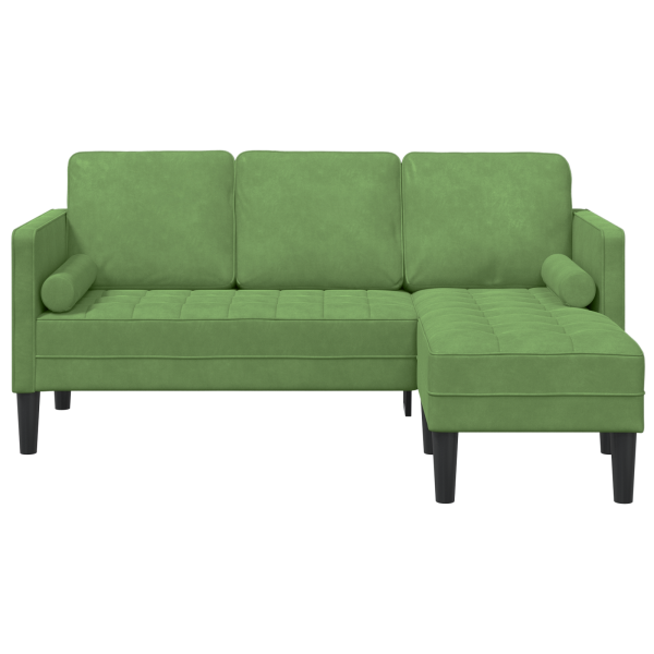 Sofá de 3 plazas con chaise longue en forma de L verde claro de 160 cm de terciopelo D