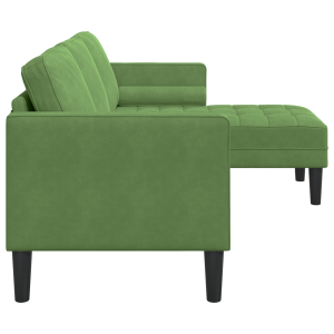 Sofá de 3 lugares com chaise L-Shape Verde Claro 160 cm Veludo H
