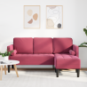 Sofá de 3 Lugares com Chaise L em Veludo Vermelho Vinho de 160 cm 1