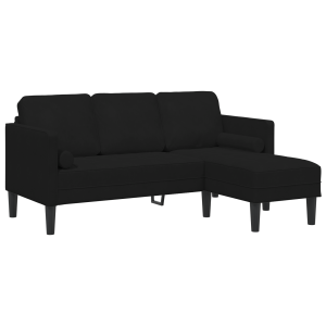 Sofá de 3 plazas con chaise longue en forma de L negro de 160 cm en terciopelo H