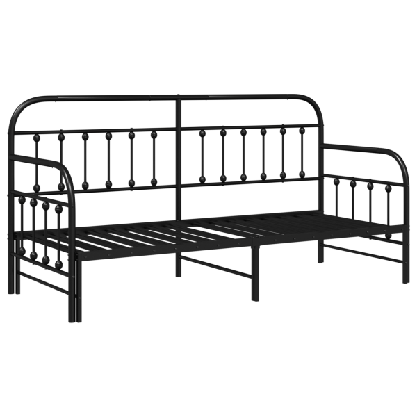 Estrutura de Daybed  com Cama Auxiliar Preta 75x190 cm em Aço M 2
