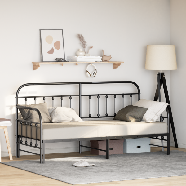 Estructura de cama daybed con trundle  Negro 80x200 cm Acero D