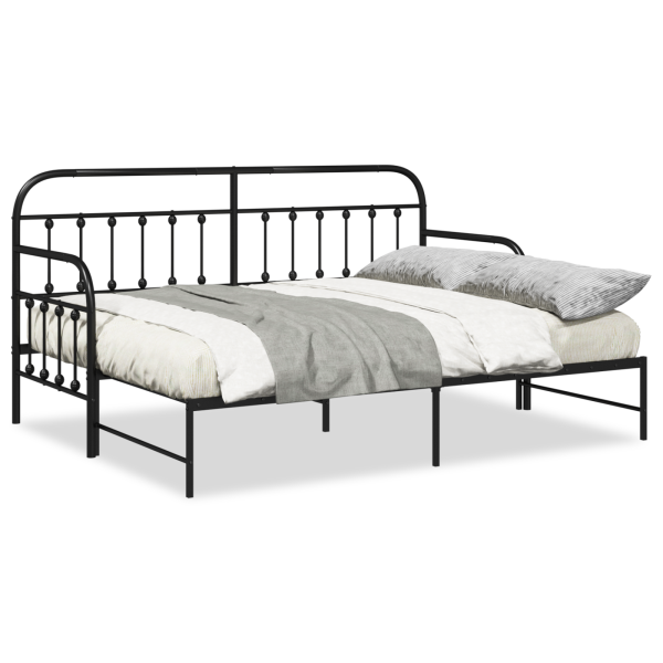 Estrutura de Cama Daybed com Cama de Rodízio Preta 80x200 cm Aço M 4