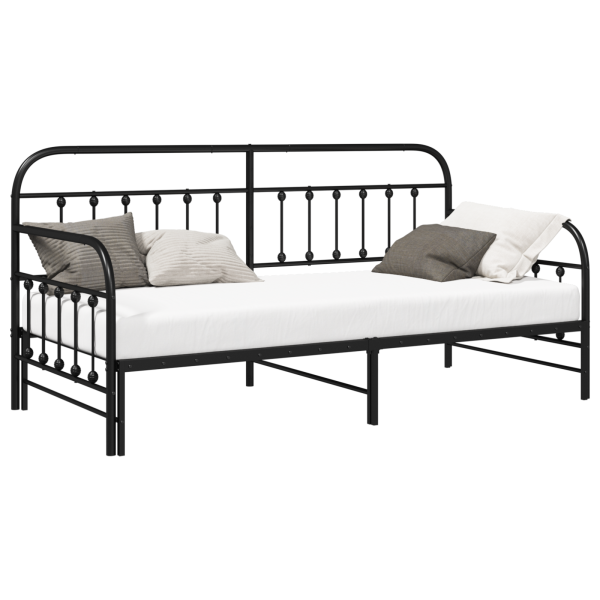 Estrutura de Daybed  com Cama Auxiliar Preta 90x190 cm Aço M 3