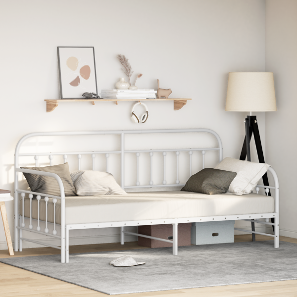 Estructura de cama de día  con cama nido Blanca 100x190 cm Acero D