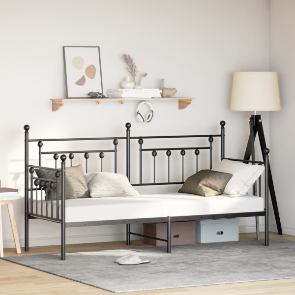 Estructura de sofá cama acero negro 75x190 cm D