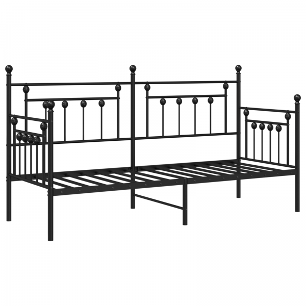 Estructura de cama daybed Negra 80x200 cm Acero M 2