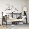 Estrutura de Cama Daybed com Cama Auxiliar Preta 75x190 cm Aço 1