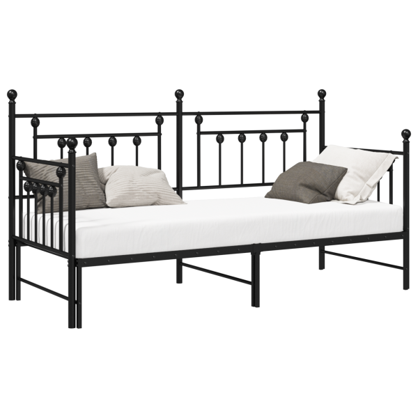 Estructura de cama tipo diván con cama nido negra 75x190 cm de acero M 3