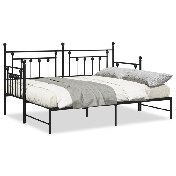 Estrutura de Cama Daybed com Cama Auxiliar Preta 75x190 cm Aço M 4