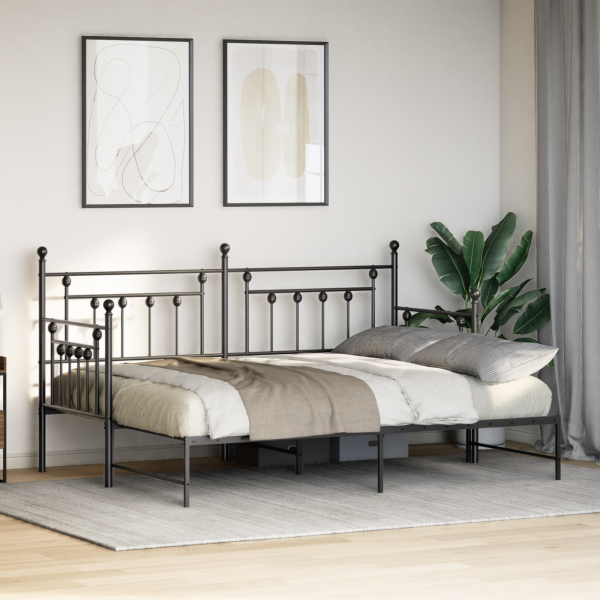 Estrutura de Cama Daybed com Cama Auxiliar Preta 75x190 cm Aço M 5