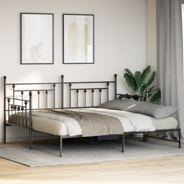 Estrutura de Cama Dia  com Cama Auxiliar Preta 90x200 cm em Aço M 5