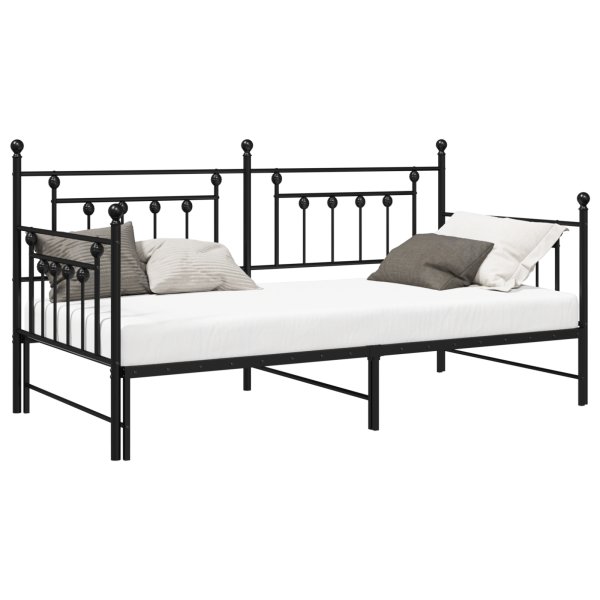 Estructura de Cama Día con Cama Supletoria Negra 100x200 cm de Acero M 3