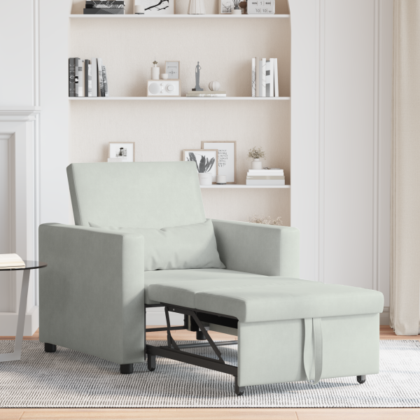 Sofá-cama conversível 3 em 1 Veludo Cinza Claro M 3