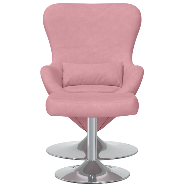 Sillón Huevo con Reposapiés de Terciopelo Rosa M 4