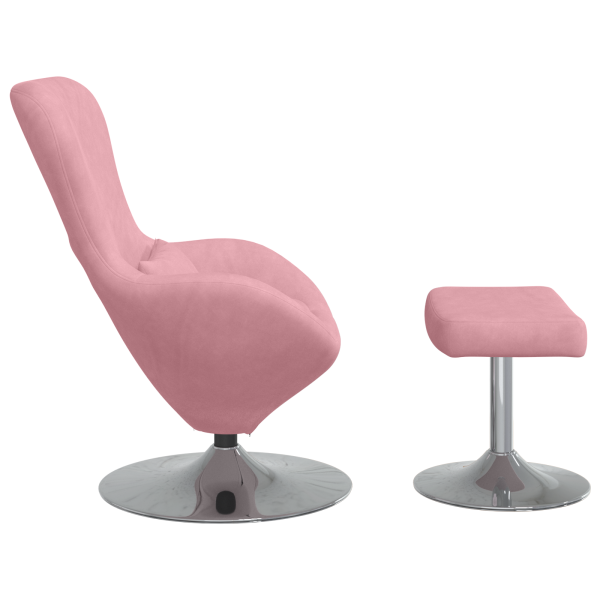 Sillón Huevo con Reposapiés de Terciopelo Rosa M 5