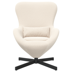 Sillón huevo tela tipo lana rizada crema H