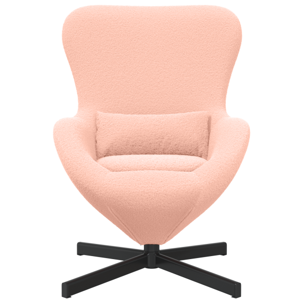 Sillón huevo tela tipo lana rizada rosa M 4