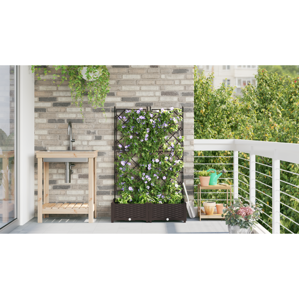 Jardineras con enrejado 2 unidades marrón 80x40x125.5 cm M 4