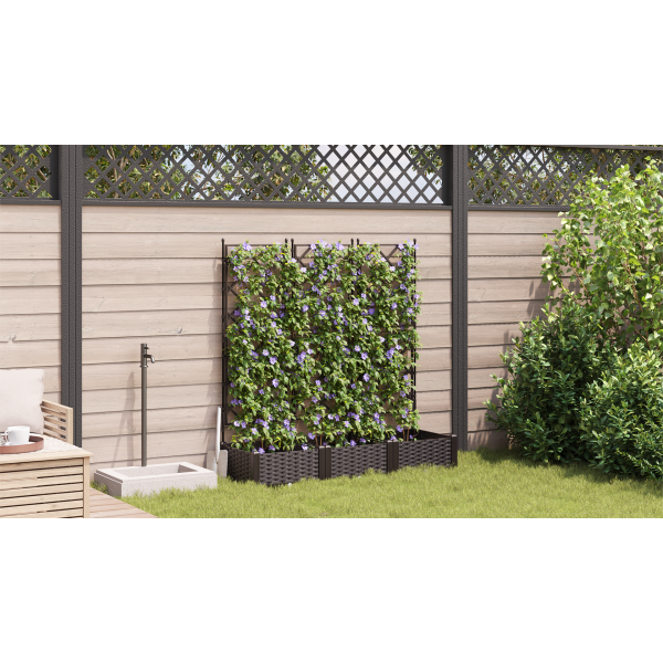 Vaso de Jardim com Treliça 3 pcs Castanho 120x40x125.5 cm M 4