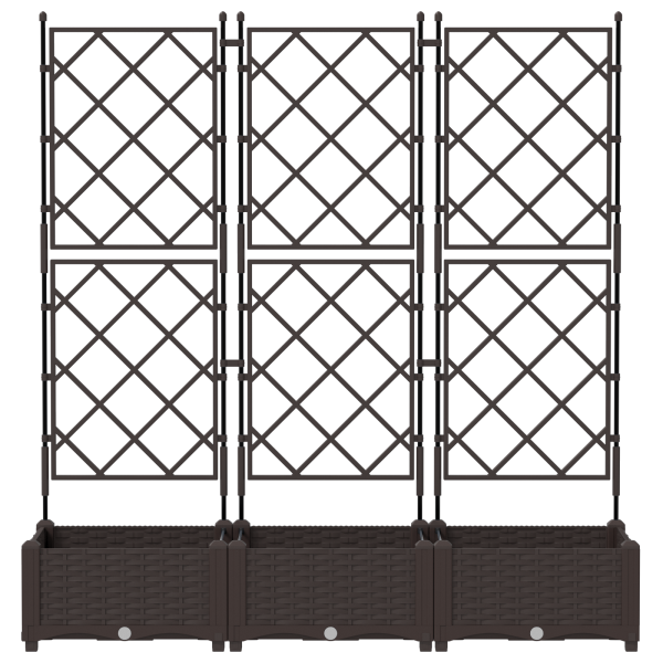 Jardineras con enrejado 3 unidades marrón 120x40x125.5 cm M 5