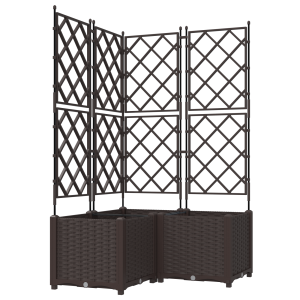 Vaso de Jardim com Treliça 3 pcs Marrom 80x80x143 cm H