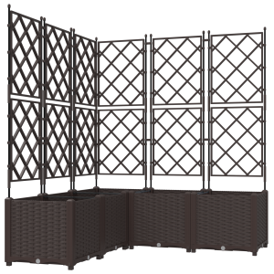 Vaso de Jardim com Treliça 5 pcs Castanho 120x120x143 cm H