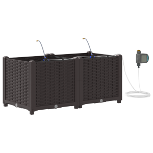 Jardineras con sistema de riego 2 unidades marrón H