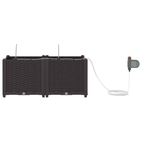 Jardineras con sistema de riego 2 unidades marrón M 5