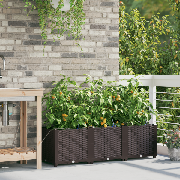 Jardineiras de Jardim 1 pc Castanho 120 x 40 x 37.5 cm Plástico M 3