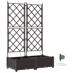 Jardineras con sistema de riego 2 unidades marrón H