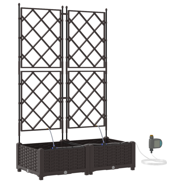 Jardineras con sistema de riego 2 unidades marrón M 2