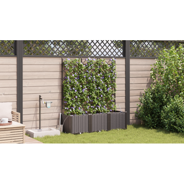 Jardineras con sistema de riego 3 unidades marrón M 4