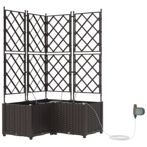 Jardineras con sistema de riego 3 unidades marrón H